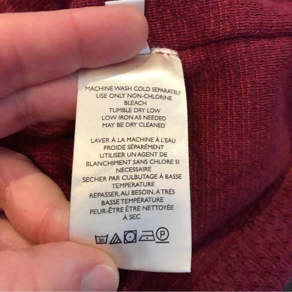 We the Free maroon red waffle thermal knit split back bell sleeve top size Small - Picture 9 of 16